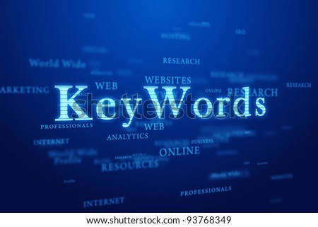Keywords. Words cloud on deep blue background.