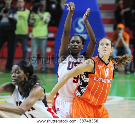 YEKATERINBURG, RUSSIA - OCT 11. Women basketball game between UMMC (Yekaterinburg, Russia) and USA National Team on UMMC Cup contest. USA won 78:63 on October 11, 2009.