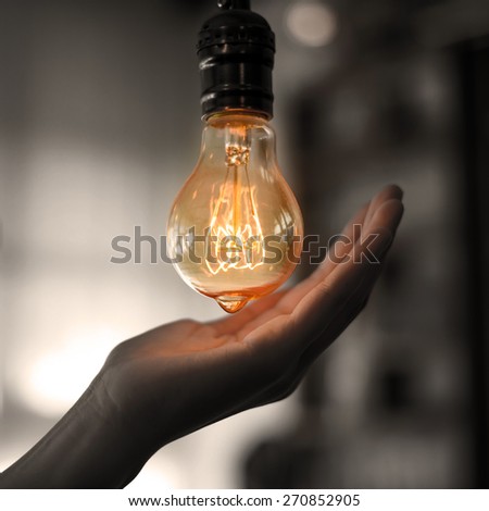 light bulb hold in hand