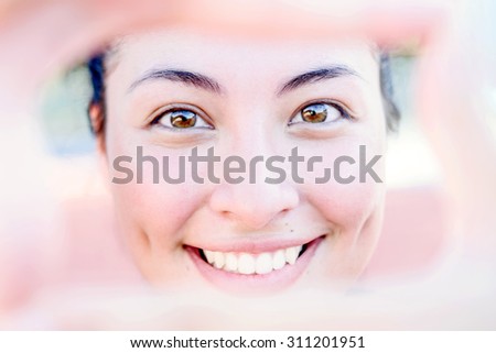 Happy face female athlete smiling