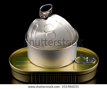 Stack of Canned Goods isolated on black background