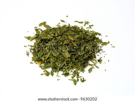 Dried Parsley on a white background