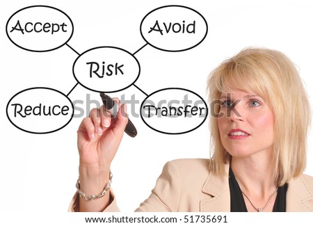 Female executive drawing a risk management chart