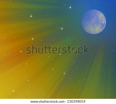 Mystic sky with stars and moon as background