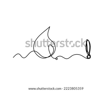 Abstract drop with exclamation mark as line drawing on white background	
. Vector