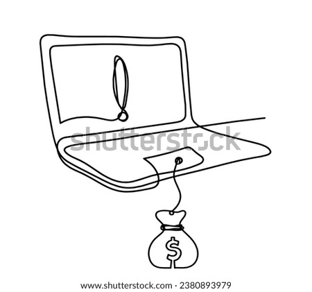 Abstract laptop and dollar as line drawing on white background. Vector