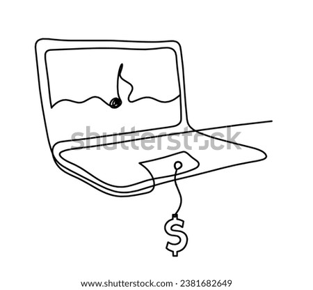 Abstract laptop and dollar as line drawing on white background. Vector