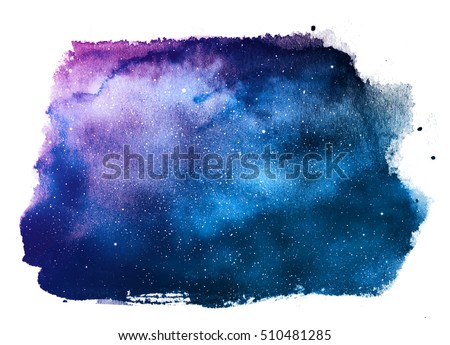 Night sky with stars isolated on white. Watercolor