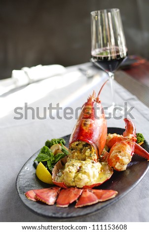 Gourmet lobster dinner at the restaurant