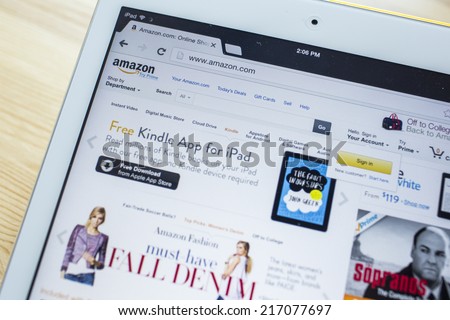 CHIANG MAI, THAILAND - SEPTEMBER 07, 2014: Amazon.com, Inc. is an American international electronic commerce company. It is the world\'s largest online retailer. Site went online as Amazon.com in 1995.