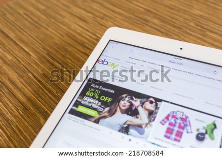 CHIANG MAI, THAILAND - September 17, 2014: Close up of ebay.com website on a Apple iPad Air screen. ebay is one of the largest online auction and shopping websites.