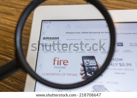 CHIANG MAI, THAILAND - SEPTEMBER 17, 2014: Amazon.com, Inc. is an American international electronic commerce company. It is the world\'s largest online retailer. Site went online as Amazon.com in 1995.