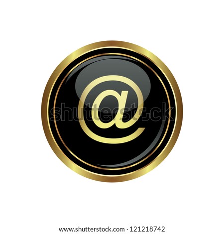 E Mail Icon On The Black With Gold Round Button. Vector Illustration ...