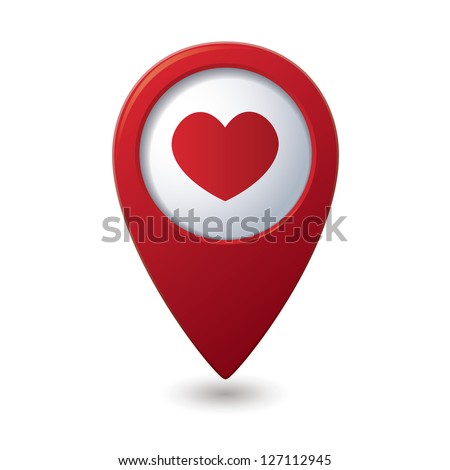 Map pointer with heart icon. Vector illustration