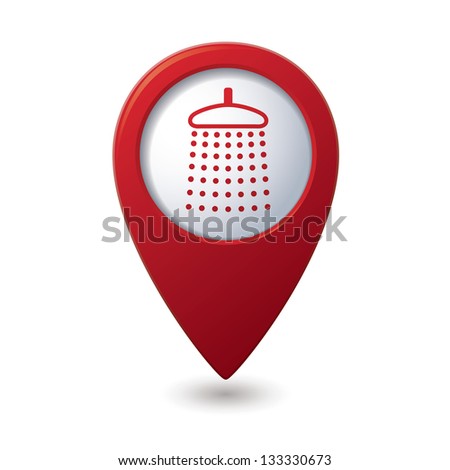 Map pointer with shower icon. Vector illustration
