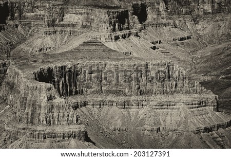 Black and white image of the Grand Canyon, Arizona, USA