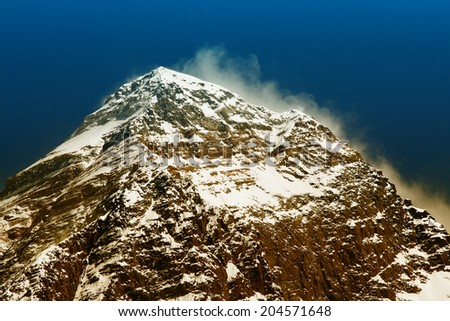 World's highest mountain, Mt Everest (8850m) in the Himalayas, Nepal.