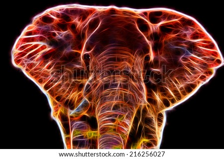 Fractal illustration of a gigantic male african elephant in the Kruger National Park, South Africa