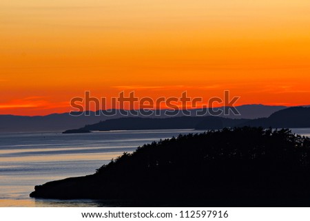 Sunset over the San Juan Islands in the Puget Sound
