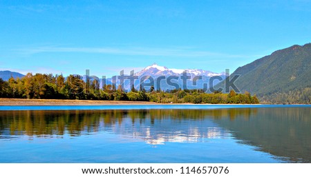 Mount Shuksan reflected in Baker Lake in the  Mt. Baker-Snoqualmie National forest
