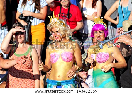 SEATTLE, WA - JUNE 23: People celebrate summer solstice at the annual Fremont Summer Solstice Day festival on June 23, 2013 in Seattle.
