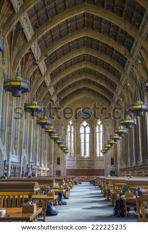 SEATTLE - SEP 29: The Suzzallo Library at the University of Washington in Seattle as seen inside the Graduate Reading Room on September 29, 2014.