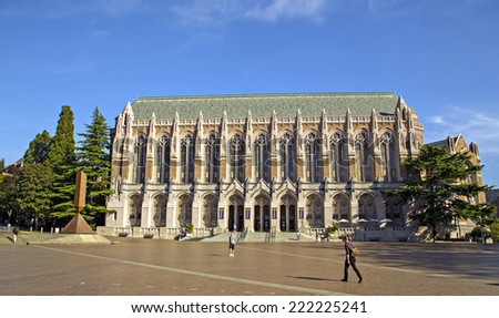 SEATTLE - SEP 29: The Suzzallo Library at the University of Washington in Seattle as seen across Red Square on September 29, 2014.