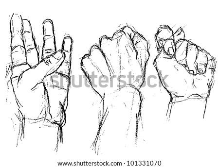 Three Different Hand Positions- Vectorized Hand Drawing Stock Vector ...