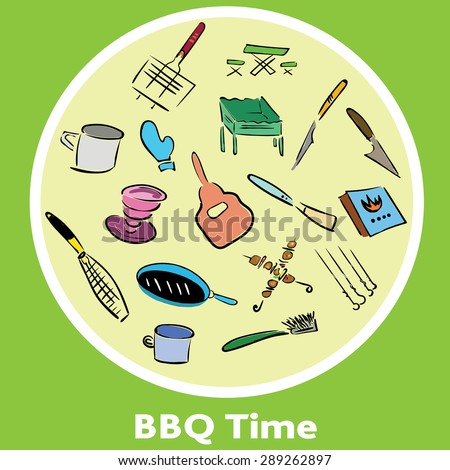 BBQ set for the tourist and recreation in a country house