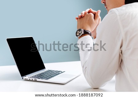 Similar – Image, Stock Photo Faceless employee using pressing machine in printing office