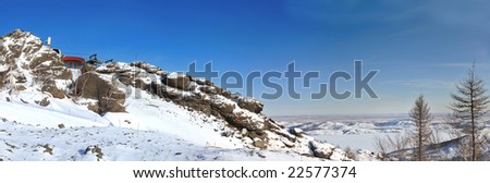 Russian rockies panoramic. Ski resort