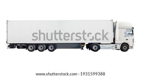 Similar – Image, Stock Photo White trailer on empty road between fields with vegetation