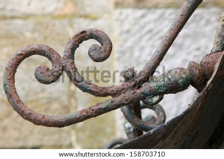 rusty wrought iron railings