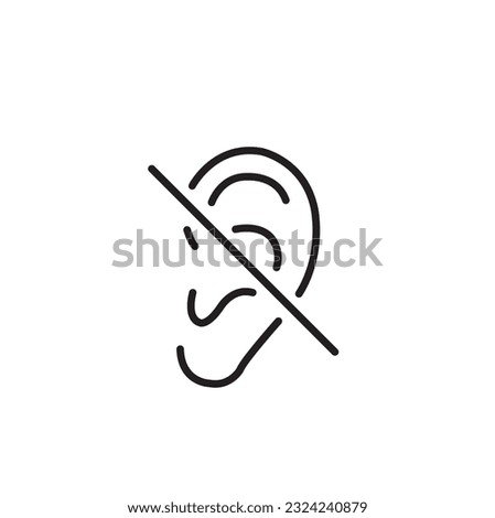 Black hearing impaired sign on a white background with copy space