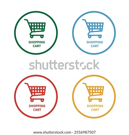 Colored round shpping cart button on a white background.