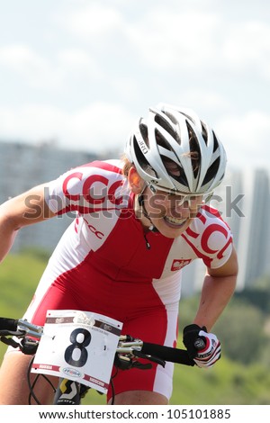 MOSCOW, RUSSIA - JUNE 9: Silver medalist Paula Gorycka (Poland) races during the European Mountain Bike Cross-Country Championship in Moscow, Russia at June 9, 2012