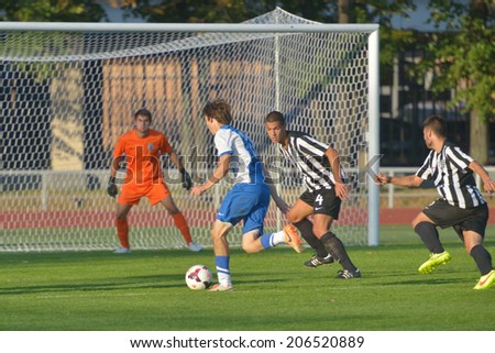 MOSCOW, RUSSIA - JULY 21, 2014: Match Dynamo, Moscow - PAOK, Greece during the Lev Yashin VTB Cup, the international tournament for U21 soccer teams. Dynamo won 3-2