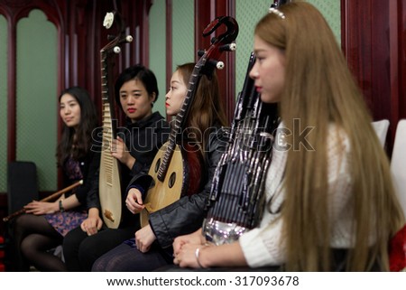 ST. PETERSBURG, RUSSIA - SEPTEMBER 14, 2015: Women\'s chamber orchestra \