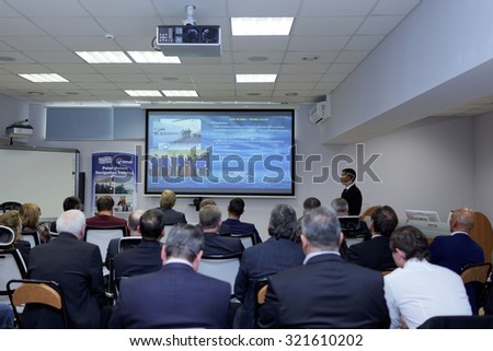 ST. PETERSBURG, RUSSIA - SEPTEMBER 22, 2015: Presentation of the Ice navigation training center in Krylov state research center. New training programs rely to the requirements of STCW Convention