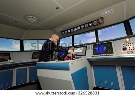 ST. PETERSBURG, RUSSIA - SEPTEMBER 22, 2015: Marine simulator in the Ice navigation training center of Krylov state research center. New training programs rely to requirements of STCW Convention