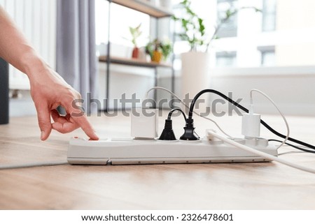 Similar – Image, Stock Photo A socket in a green tile wall: green electricity?