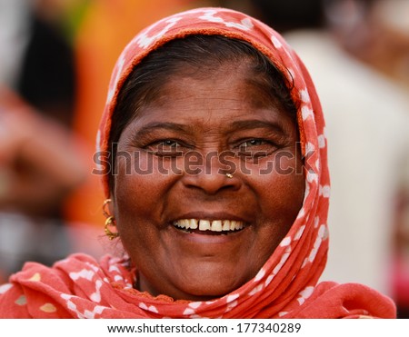 JAIPUR, INDIA Ã¢Â?Â? MARCH 4: An unidentified woman outside the City Palace on March 4, 2012 ahead of the annual Holi Festival in Jaipur, Rajasthan, Northern India.