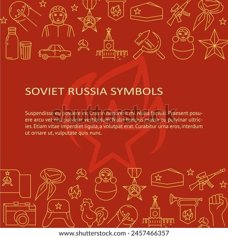 Banner template with Soviet Russia symbols and place for text. Vector illustration.