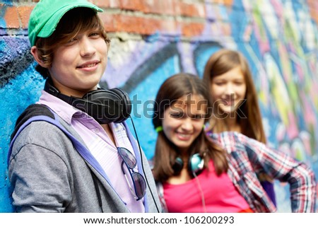 Cool Teenagers Hanging Out Together Outdoors Stock Photo 106200293 ...