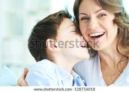 Similar – Image, Stock Photo Mother with cheerful child in the park.