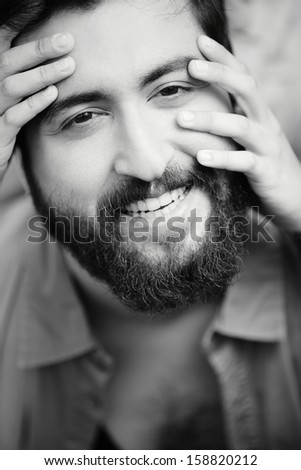 Image of happy man face looking at camera with smile