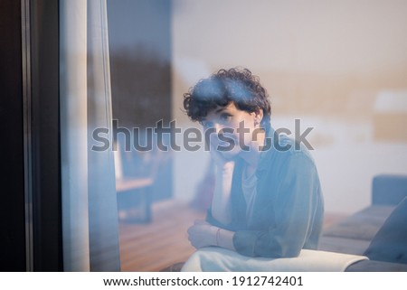 Similar – Image, Stock Photo Portrait of Sad Young Woman Looking Down