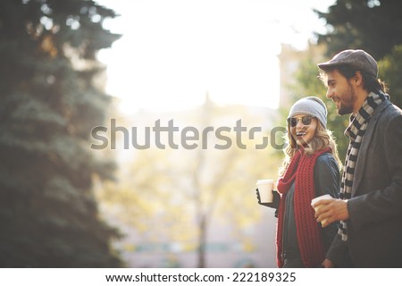 Young people walking in autumn