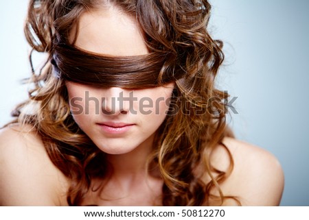 Portrait Of Woman Covering Eyes By Her Hair Stock Photo 50812270 ...