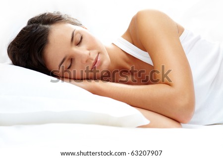 Portrait Of A Young Girl Sleeping On A Pillow Stock Photo 63207907 ...